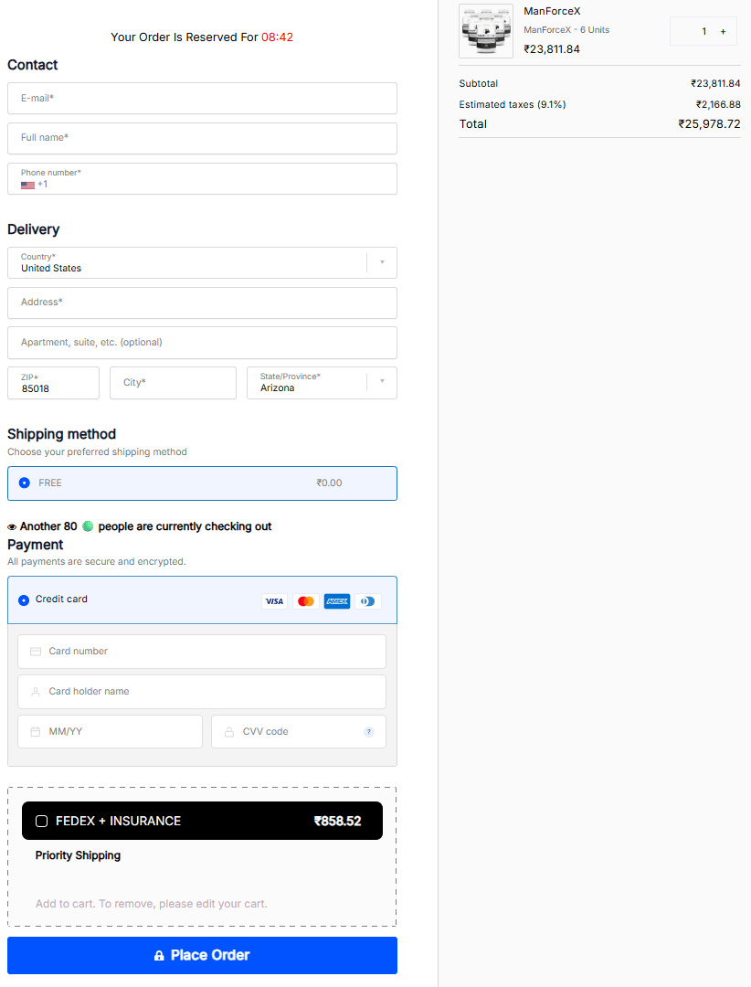 ManForceX order page